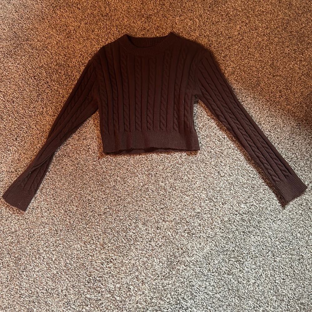 Dark Brown Cropped Sweater